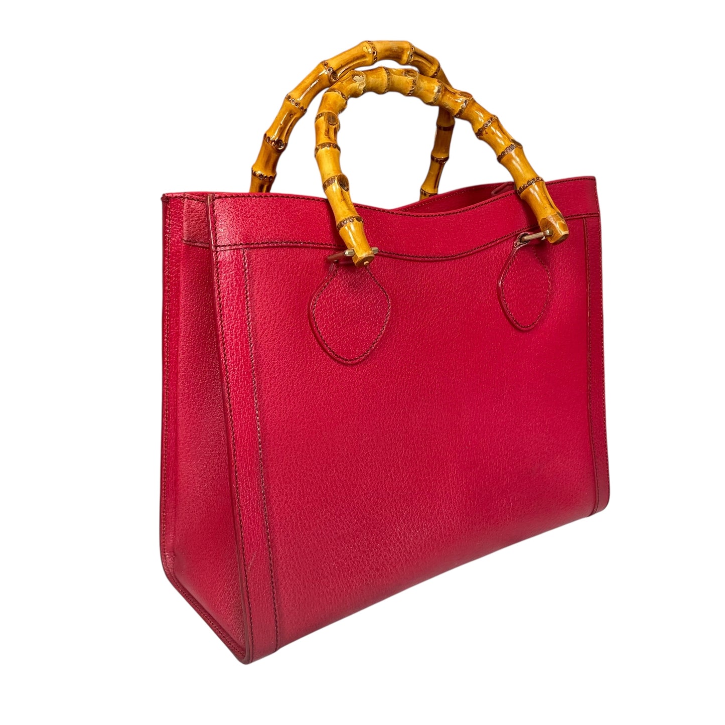Gucci Diana Classic Bamboo GHW Raspberry Medium Leather Tote
