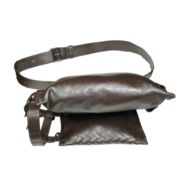 Bottega Veneta Bum Sling Pack Fanny Belt Leather Woven Multi Pocket Holder Bag