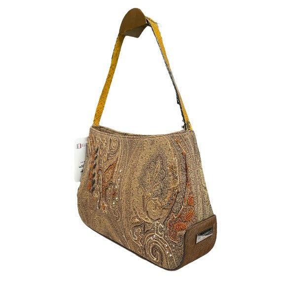 ETRO Jacquard Exotic Multi-Textile Snake, Calf-Hair, Beaded Embroidery Decal Bag