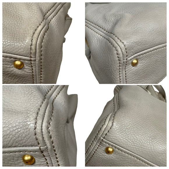 Miu Miu Greystone Pebbled 3-Section Zippy Shoulder Tote + Strap Convertible Bag