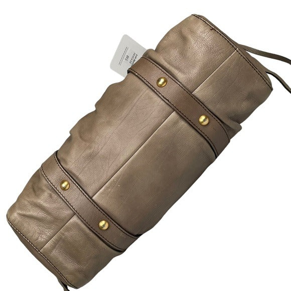 Miu Miu Leather Earthy Brown Brass Hardware Convertible Tote Handbag Purse
