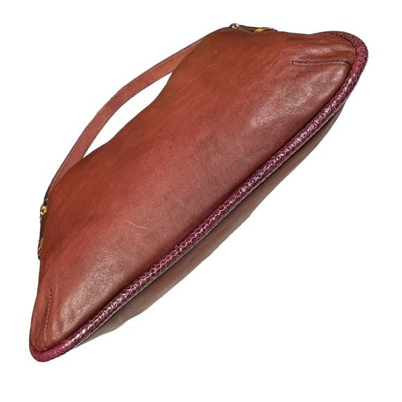 Jimmy Choo Python Trim Leather Blush Magenta Trim Hobo Shoulder Leather Purse