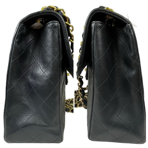 Chanel CC Jumbo Maxi 34 Lambskin 24K Plate Gold Turn-lock Two-Way Flap Purse 13”