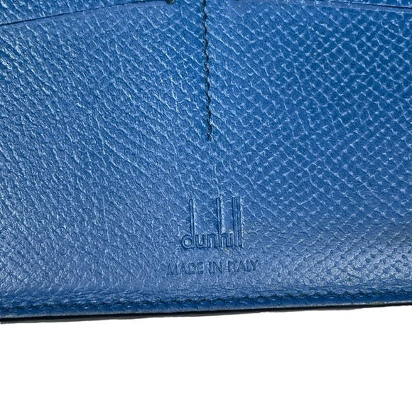 Dunhill Two Tone Blue Saffiano Leather Black Bi-Fold Ling Wallet