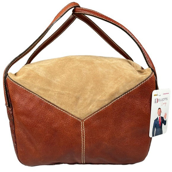 Etro Multi Textile Paisley Boston Dual Handle Canvas Leather Suede Purse Bag