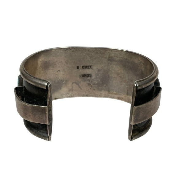 D. CHESS IHMSS Sterling Bar Divider Turouise Cuff Artisan Hand Crafted Bracelet