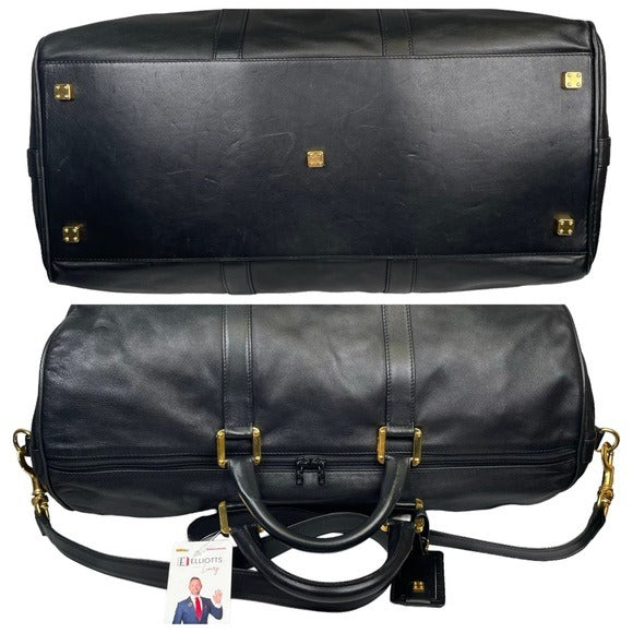 Loewe Leather Black Gold Zip Large Boston Duffel Keepall 50 Handle Travel Bag