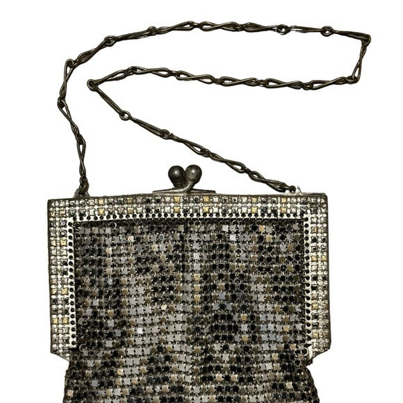 Whiting & Davis Mini Metal Mesh Silver Plated Kiss-Lock