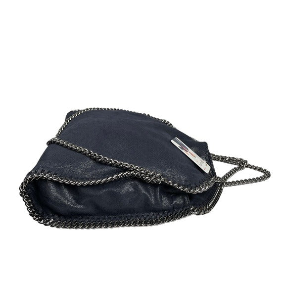 Stella McCartney Vegan Midnight Blue Metallic Chain Large Shoulder Purse Hobo
