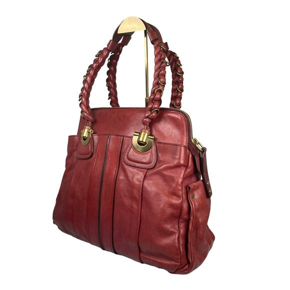 Chloe XL Blush Goldtone Leather Zippy Pretzel Handle Tote