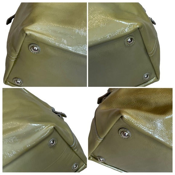 Yves Saint Laurent YSL Muse Patent Leather Avocado Hombre Boston Travel Tote