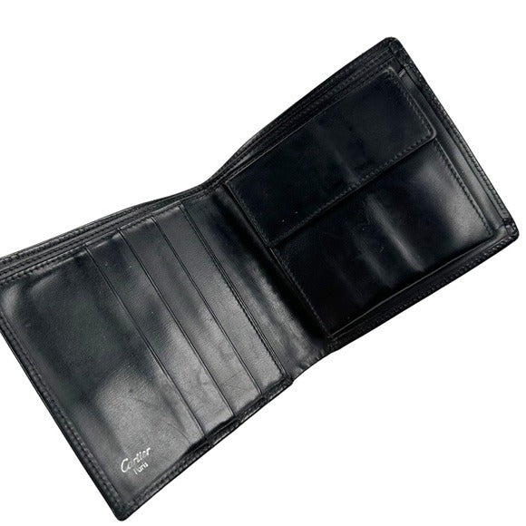 Cartier Pasha Black Leather Mens Bi-Fold Wallet