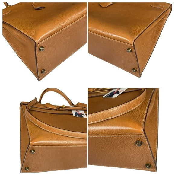 Hermes Kelly Sellier 35 Handbag Noir Ardennes Gold + Hermes Strap + Dust…