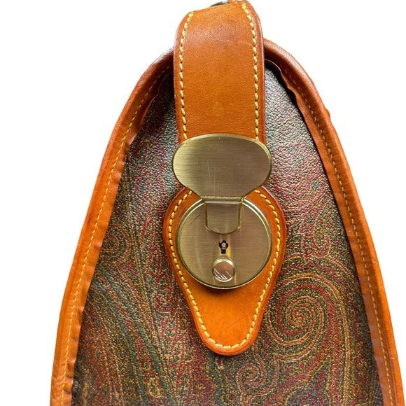 Etro Milano Paisley Canvas Natural Leather Locking Travel Weekender