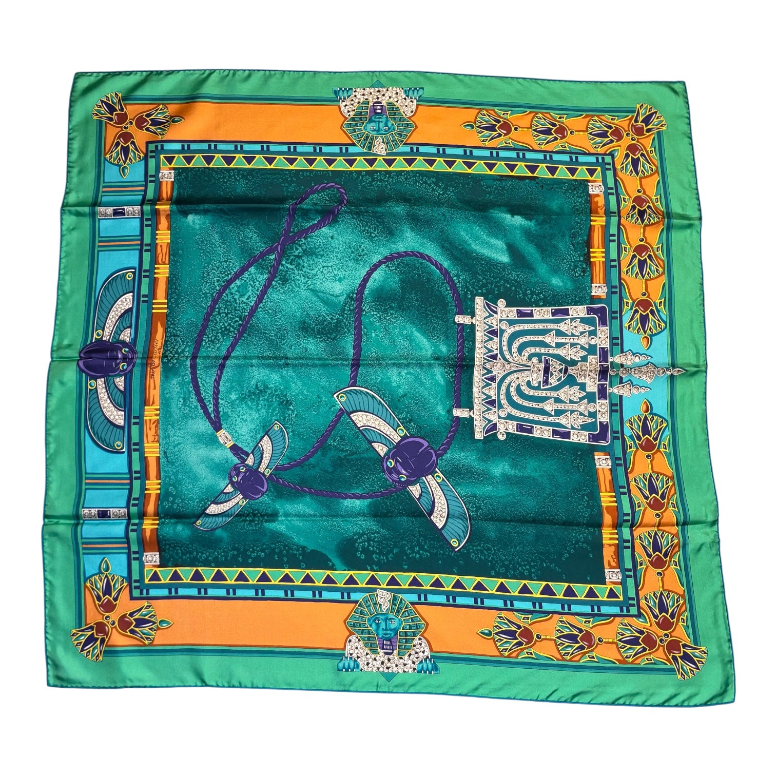 Cartier Must de Cartier “Le Scarabée” 34” x 34” Egyptian Motif