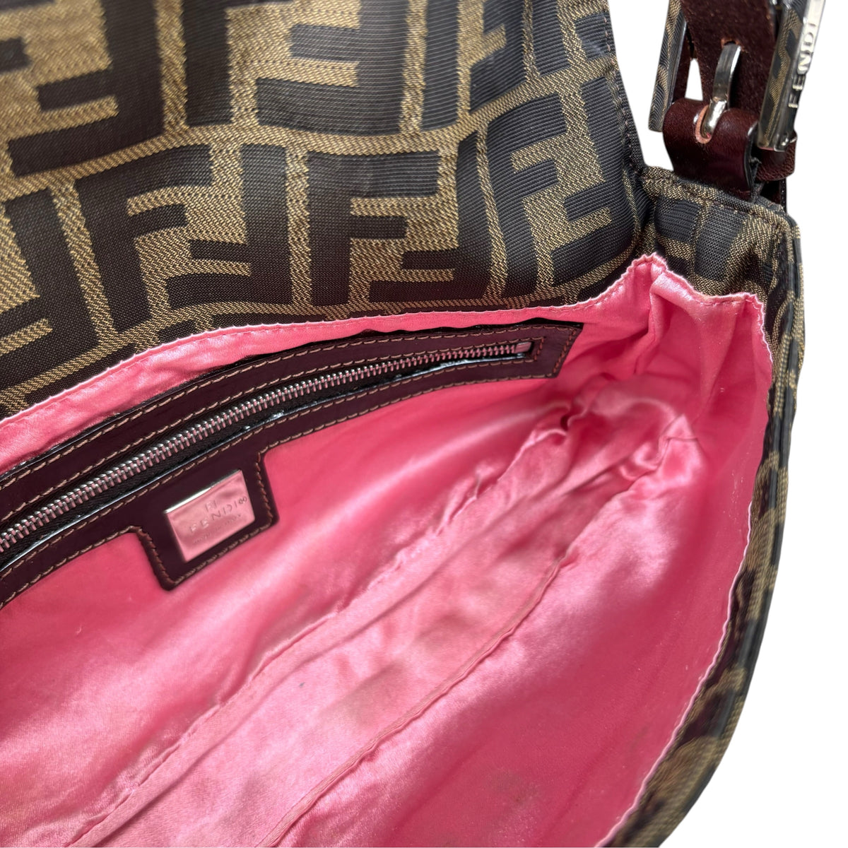 Fendi Y2K Baguette Classic Zucca Floral 3D Appliqué Purse