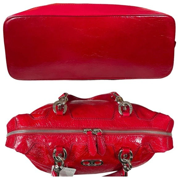Celine Patent Leather Silver-hardware Bucket Satchel Shoulder Purse Zip Tote