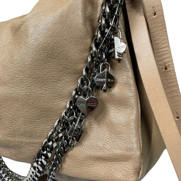 Jimmy Choo XL Multi Motorcycle Heart Charm Shoulder Crossbody Folding Hobo Purse