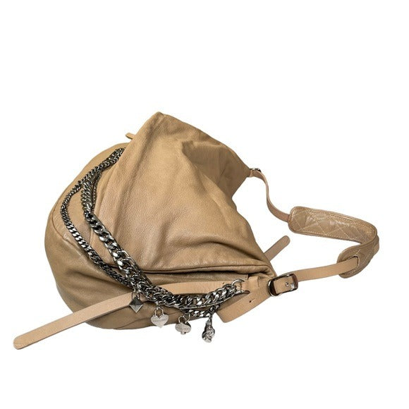 Jimmy Choo XL Multi Motorcycle Heart Charm Shoulder Crossbody Folding Hobo Purse