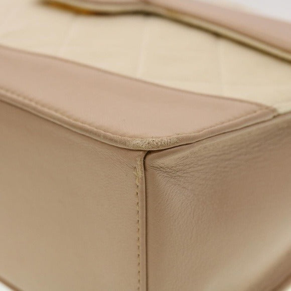 Chanel CC Matelasse Trapezoid Two-Tone Chain Shoulder Blush Beige Flap Purse