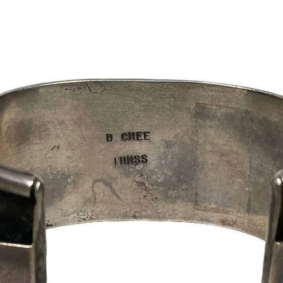 D. CHESS IHMSS Sterling Bar Divider Turouise Cuff Artisan Hand Crafted Bracelet