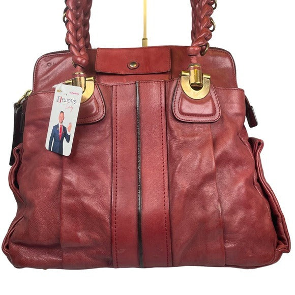 Chloe XL Blush Goldtone Leather Zippy Pretzel Handle Tote