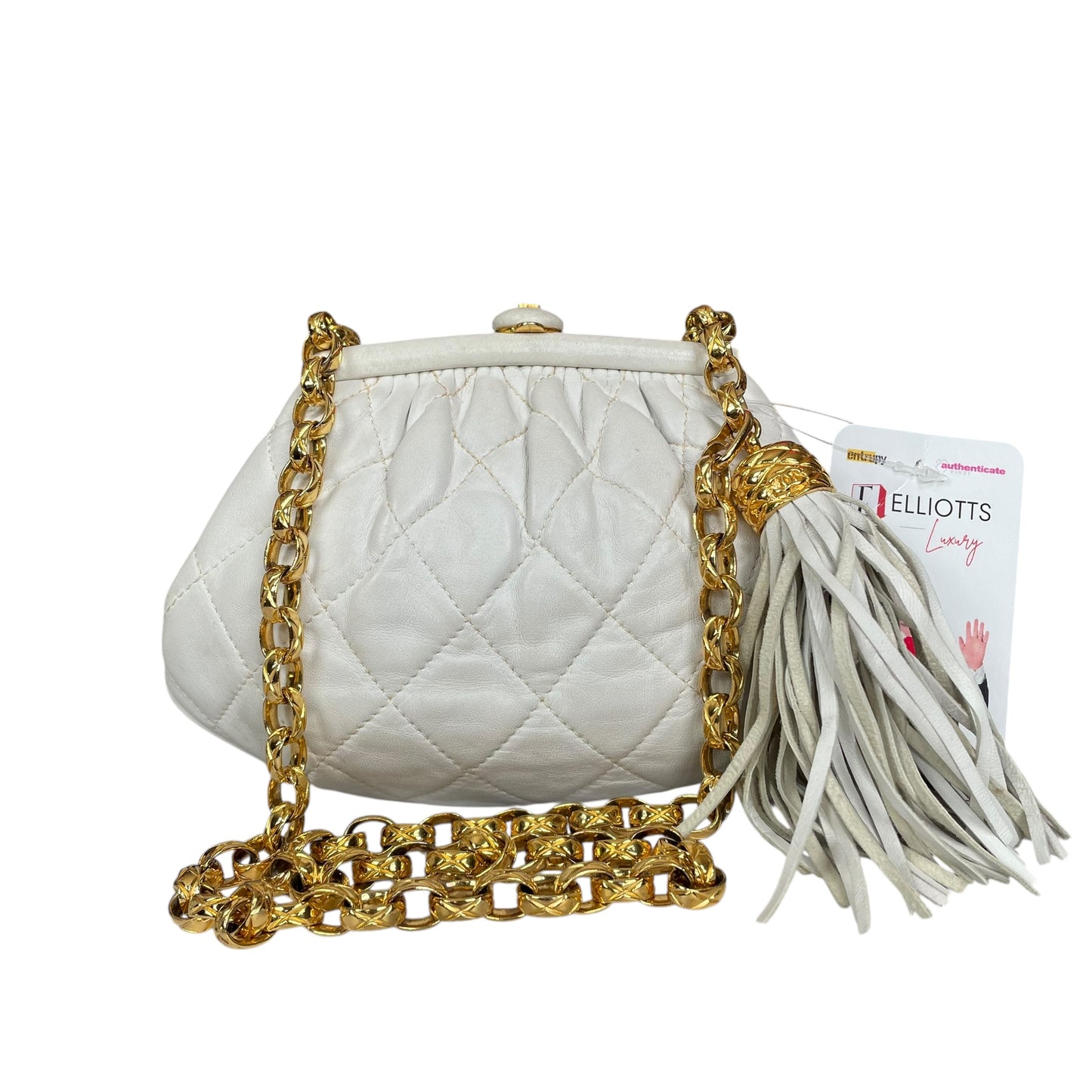 Chanel CC Mini Kiss-Lock Shoulder Bum GHW Removable Chain Strap Make-up Purse 7"