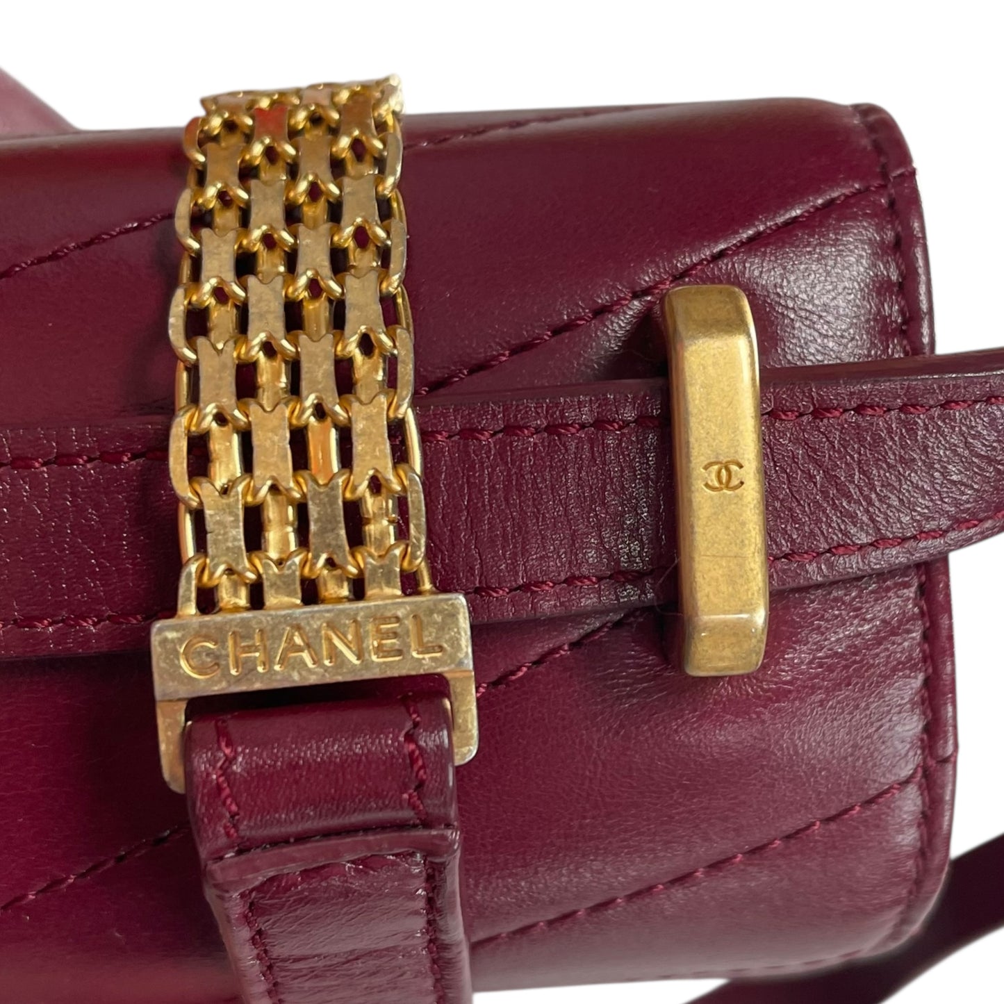 Chanel CC Medal Bucket Envelop Merlot Zip Brushed GHW Burgundy 2Way CrossbodyPurse