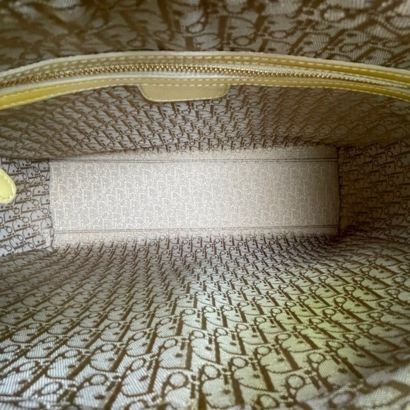 Christian Dior Lady Medium Patent Mustard Cannage Two-Way Top Handle Tote Purse