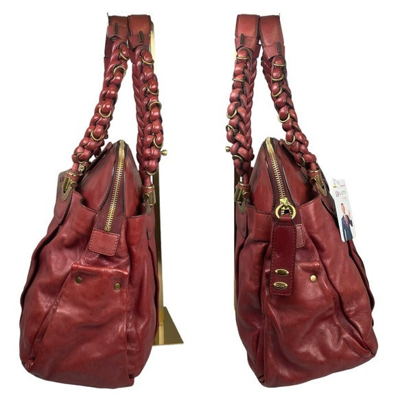 Chloe XL Blush Goldtone Leather Zippy Pretzel Handle Tote