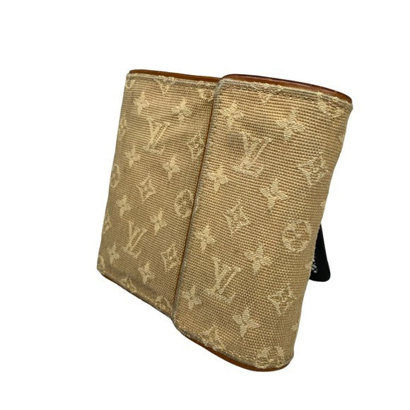 Louis Vuitton Min Lin Canvas Butterscotch Tri-Fold Card Cash Coin Snap Wallet