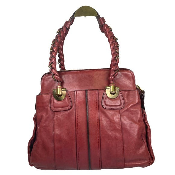 Chloe XL Blush Goldtone Leather Zippy Pretzel Handle Tote