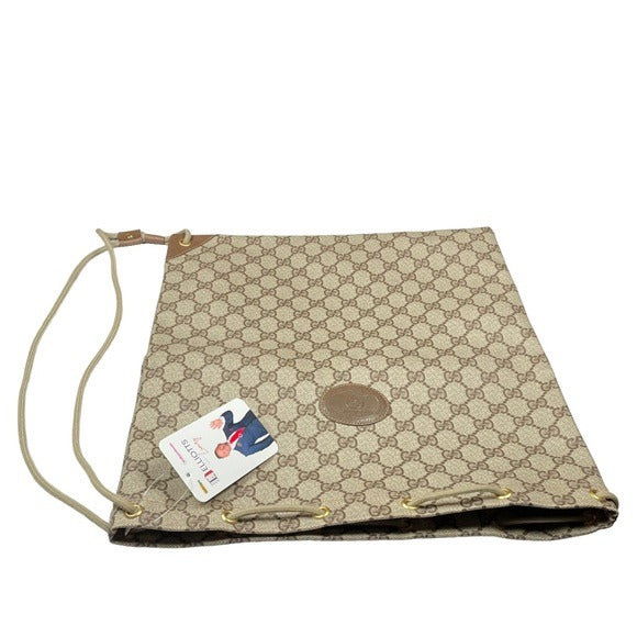 Gucci GG Monogram PVC Drawstring Sneaker Shoes Carry Side Bag Slim Backpack 15”