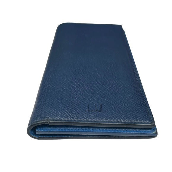 Dunhill Two Tone Blue Saffiano Leather Black Bi-Fold Ling Wallet