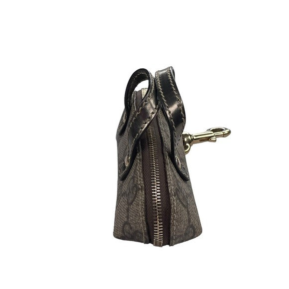 Gucci GG Canvas Micro Mini Metallic Leather KeyChain Lipstick Lighter Purse Bag