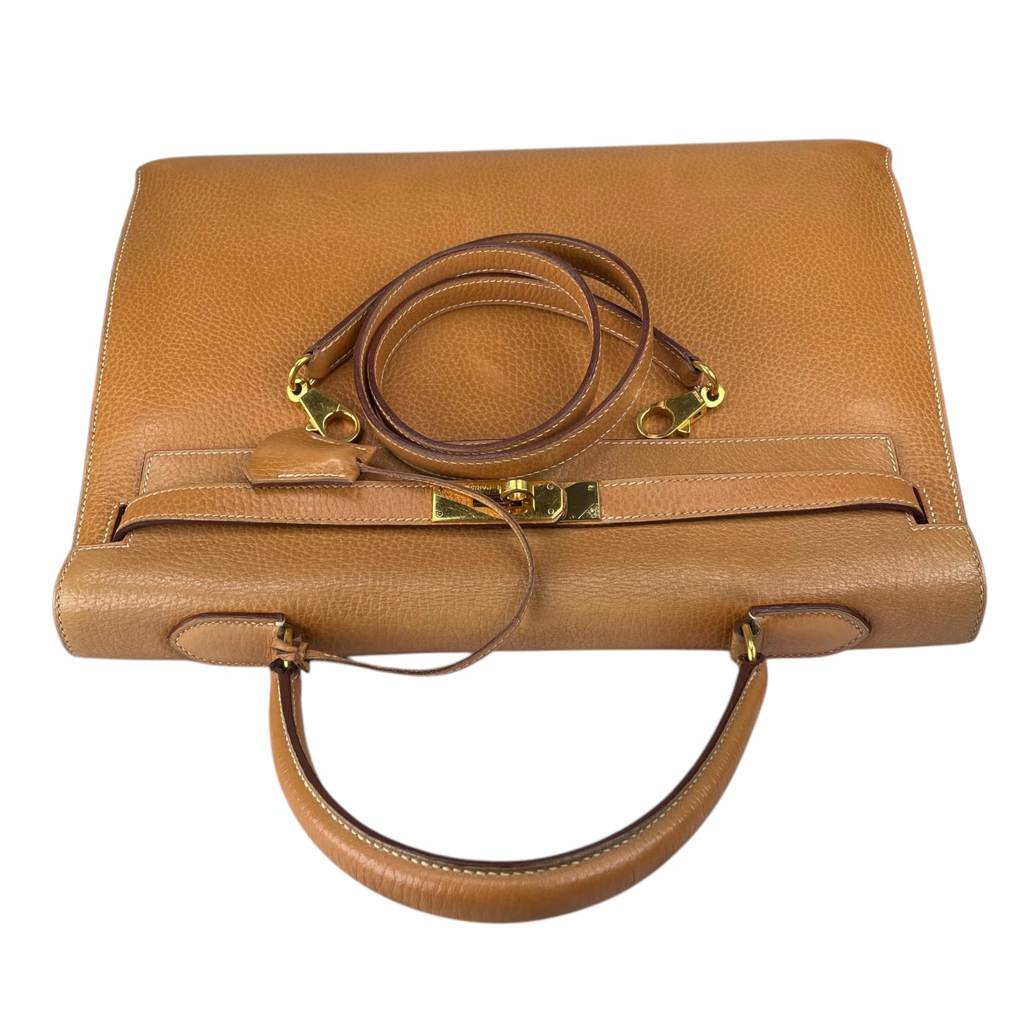Hermes Kelly Sellier 35 GHW Noir Ardennes Gold Wheat Top Handle