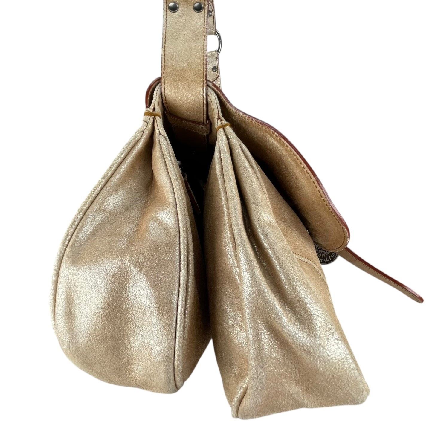 Christian Dior Double Saddle Gaucho Jumbo Gold Metallic Gun Metal Hardware Purse