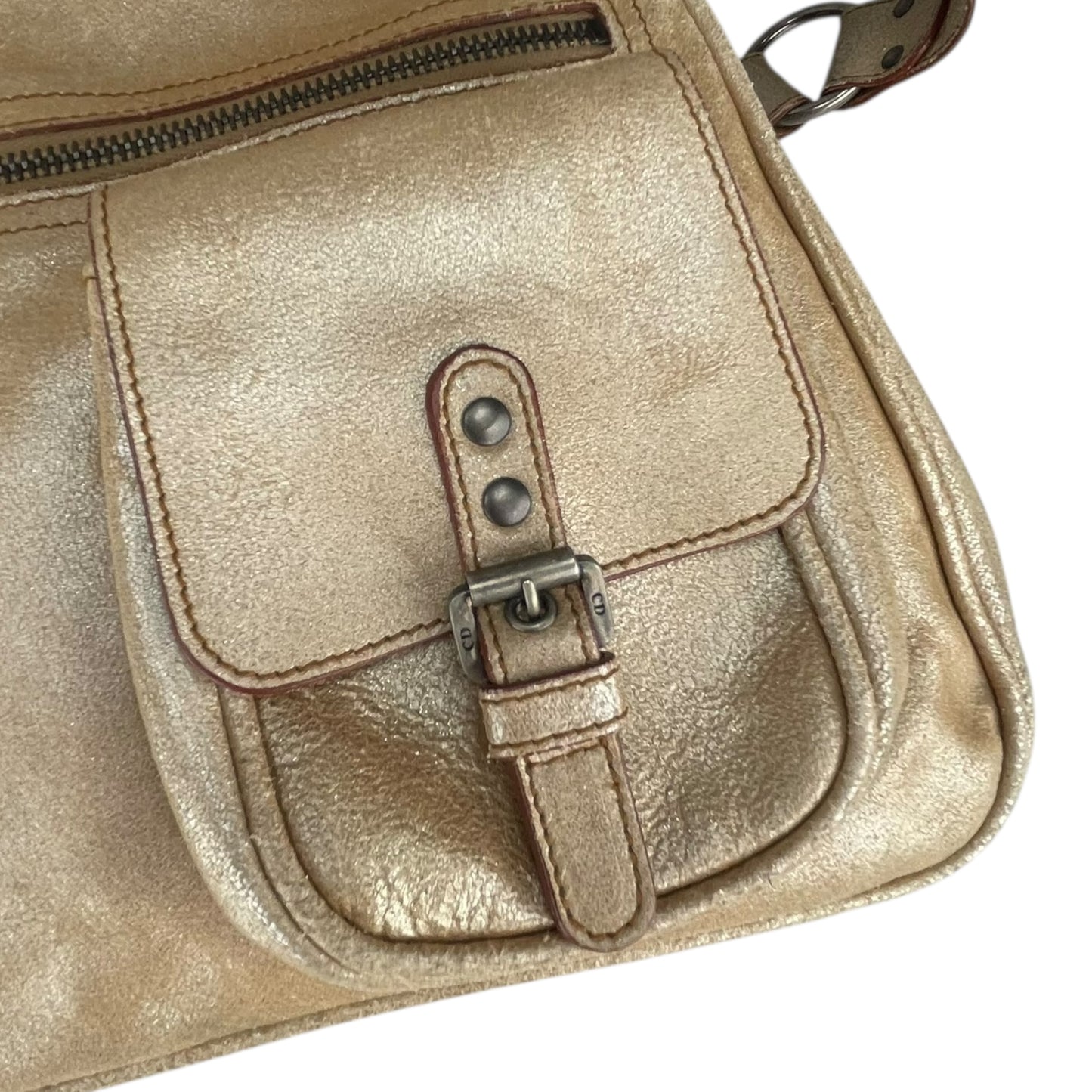 Christian Dior Double Saddle Gaucho Jumbo Gold Metallic Gun Metal Hardware Purse