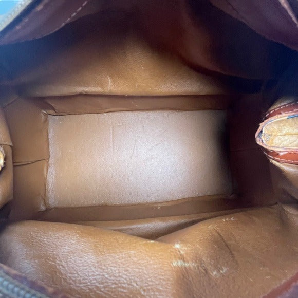 MCM Cognac Viestos Brown Black Zippy Travel Toiletry Cosmetic Bag Large Bucket