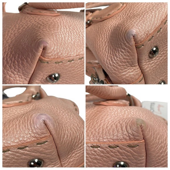 Fendi Pearlescent Pink Leather Mini Selleria Sterling Silver Hardware Zip Purse