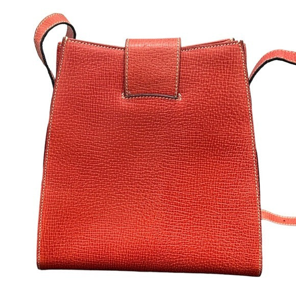 Loewe Pastel Red Pebbled Kelly Sport Style Turn Lock Closure Crossbody Purse