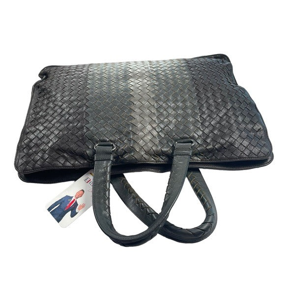 Bottega Veneta Tri-Color Racing Strip Briefcase Tote Business Travel Bag Purse