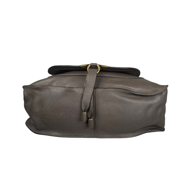 Chloe Grey Medium Satchel Wrapped Leather Handle Zip Flap Crossbody Shoulder Bag