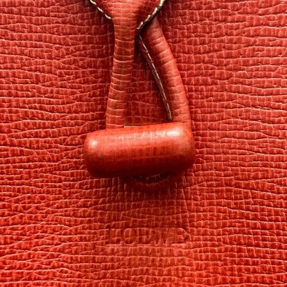 Loewe Pastel Red Pebbled Kelly Sport Style Turn Lock Closure Crossbody Purse