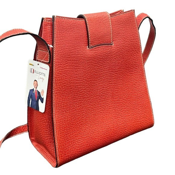 Loewe Pastel Red Pebbled Kelly Sport Style Turn Lock Closure Crossbody Purse