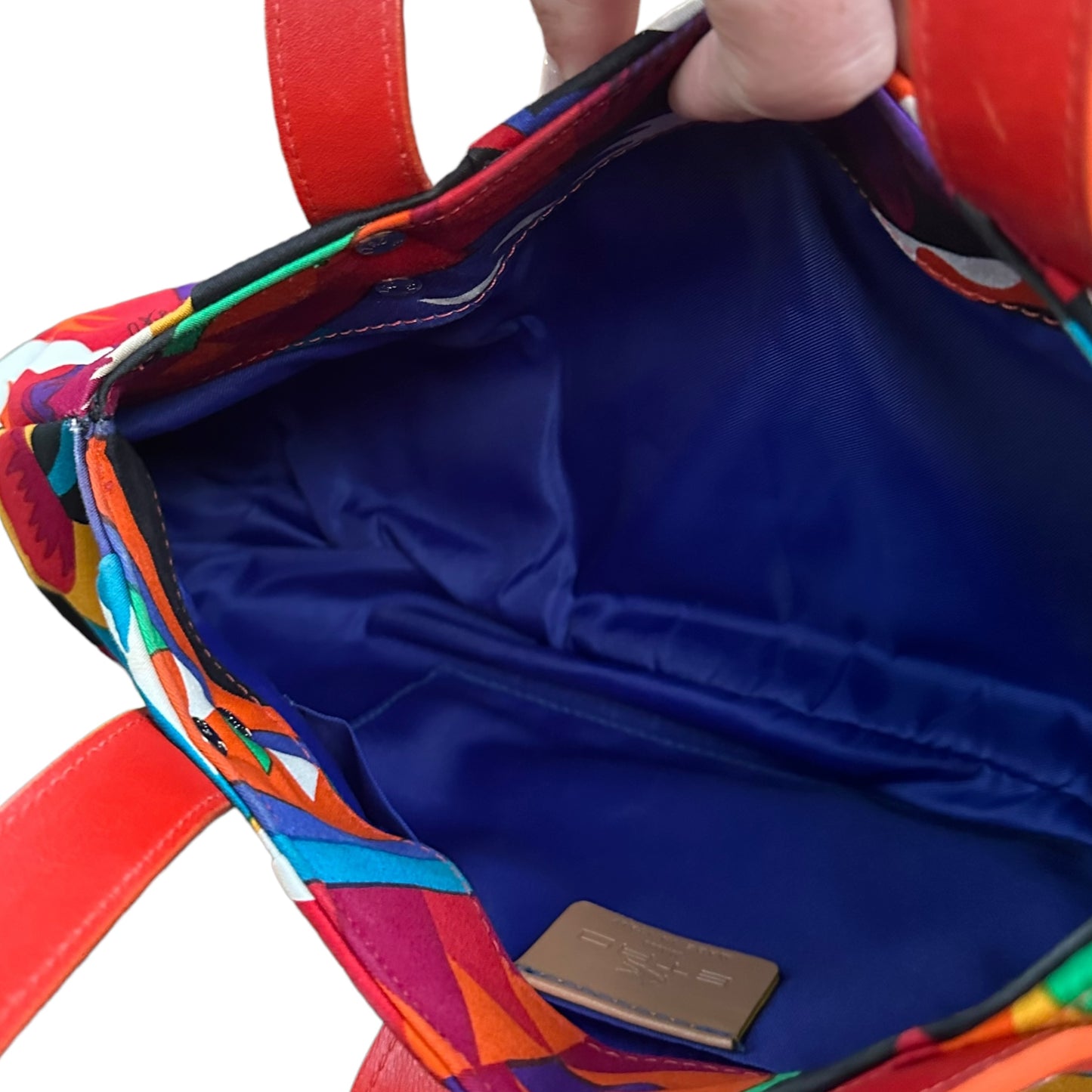 Etro Floral Canvas Fabric Multi Color Leather East West Shoulder Purse