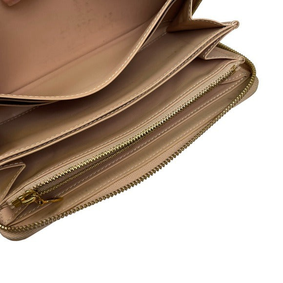 Louis Vuitton Monogram Vernis Harvest Wheat Gold Zip Around Long Wallet