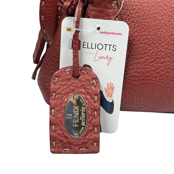 Fendi Metallic Blush Leather Mini Selleria Sterling Silver Hardware Zippy Purse