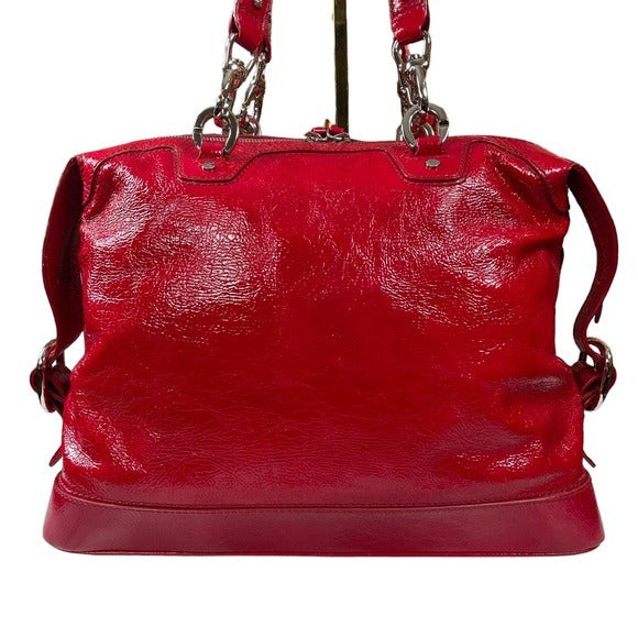 Celine Patent Leather Silver-hardware Bucket Satchel Shoulder Purse Zip Tote