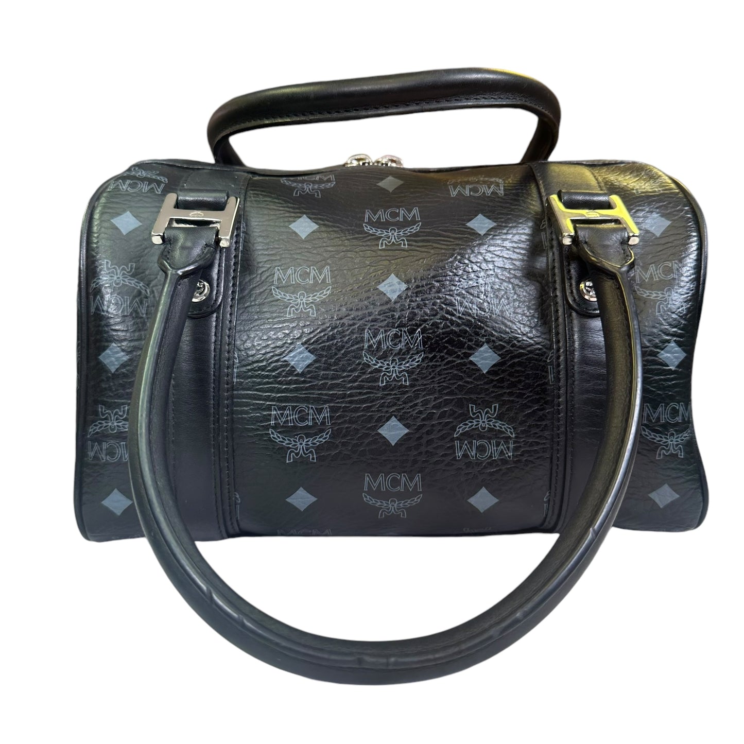 MCM Coated Canvas Tote Bags Black Viestos Small Silver Grey Satchel Boston Speedy